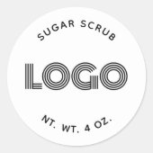 Moderne minimalistische handgemaakte Sugar Scrub L Ronde Sticker (Voorkant)