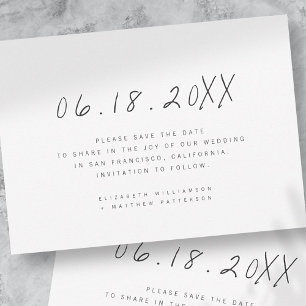 Moderne minimalistische handgeschreven bruiloft save the date
