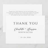 Moderne minimalistische handgeschreven bruiloften bedankkaart (Voorkant / Achterkant)