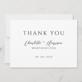 Moderne minimalistische handgeschreven bruiloften bedankkaart