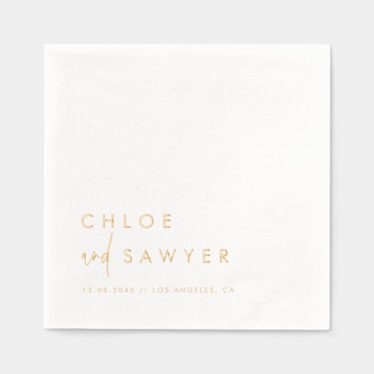 Moderne minimalistische handgeschreven bruiloften folie servetten (Voorkant)