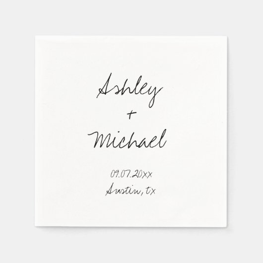 Moderne minimalistische handgeschreven bruiloften servet (Voorkant)