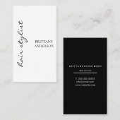 Moderne minimalistische handgeschreven haarstylist visitekaartje (Voorkant / Achterkant)