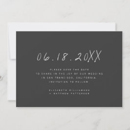 Moderne Minimalistische Handgeschreven Huwelijk Save The Date