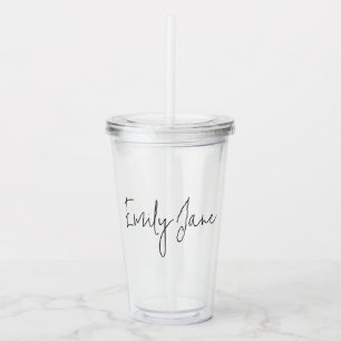 Moderne minimalistische handgeschreven naam acryl drinkbeker
