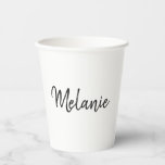 Moderne minimalistische handgeschreven naam papieren bekers<br><div class="desc">Moderne minimalistische handgeschreven naam papieren bekers. Stijlvol personaliseren met uw aangepaste naam.</div>
