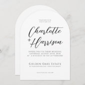 Moderne minimalistische handgeschreven script boog kaart (Voorkant / Achterkant)