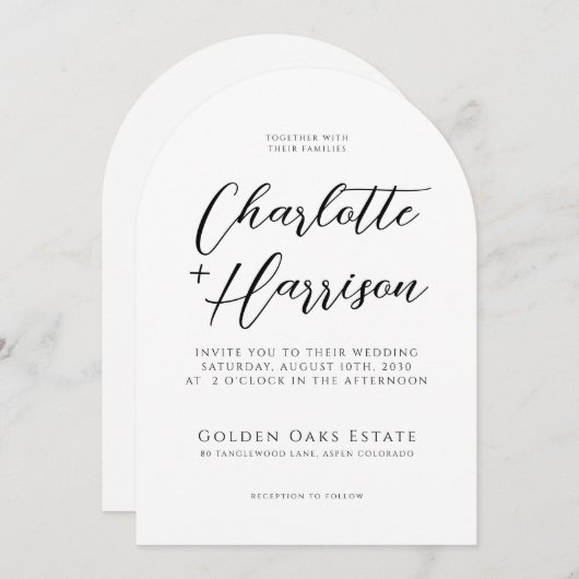 Moderne minimalistische handgeschreven script boog kaart (Voorkant / Achterkant)