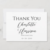 Moderne Minimalistische Handgeschreven Script Brui Bedankkaart (Voorkant)