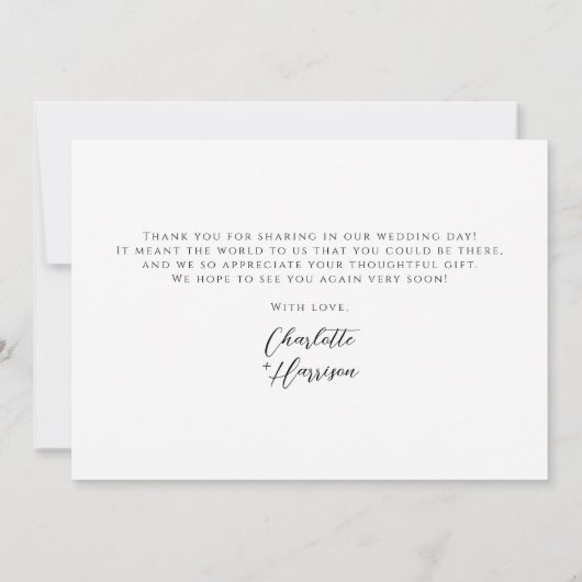 Moderne Minimalistische Handgeschreven Script Brui Bedankkaart (Achterkant)