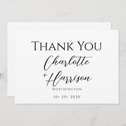 Moderne Minimalistische Handgeschreven Script Brui Bedankkaart (Voorkant / Achterkant)