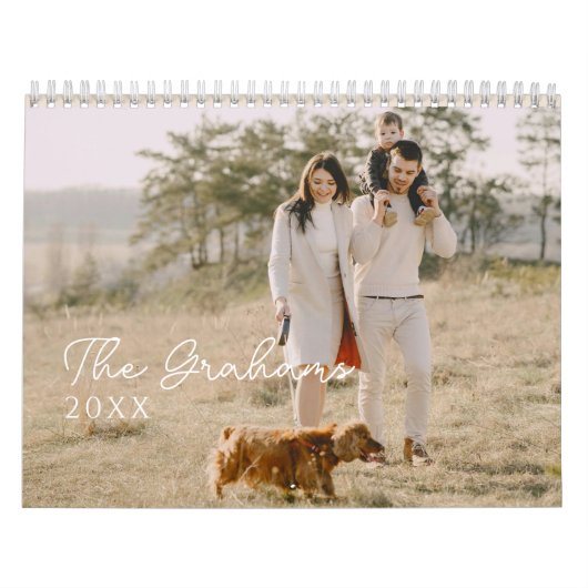Moderne Minimalistische Handgeschreven Script Fami Kalender (Hoes)