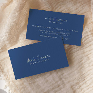 Moderne Minimalistische Handgeschreven Script Navy Visitekaartje