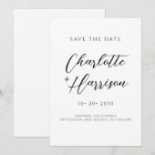 Moderne Minimalistische Handgeschreven Script Save The Date (Voorkant / Achterkant)