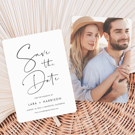 Moderne, minimalistische handgeschreven scriptfoto save the date