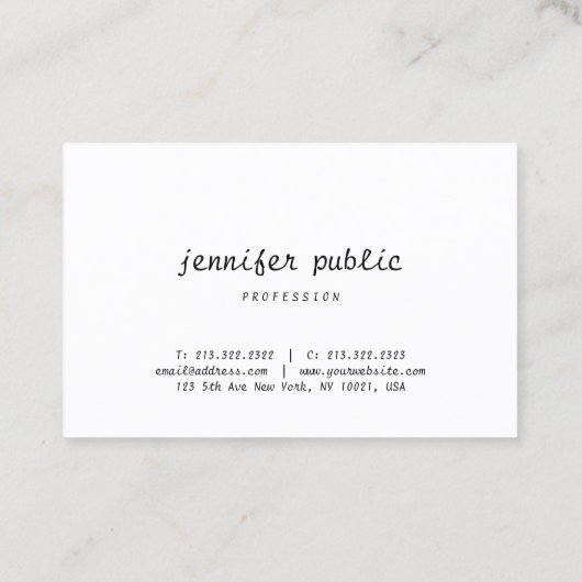 Moderne Minimalistische handgeschreven Sjabloon va Visitekaartje (Achterkant)