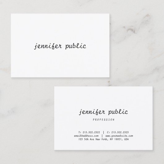 Moderne Minimalistische handgeschreven Sjabloon va Visitekaartje (Voorkant / Achterkant)