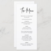 Moderne minimalistische handschrift script bruilof menu (Voorkant / Achterkant)