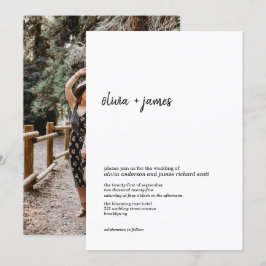 Moderne minimalistische handschriftenfoto bruiloft kaart