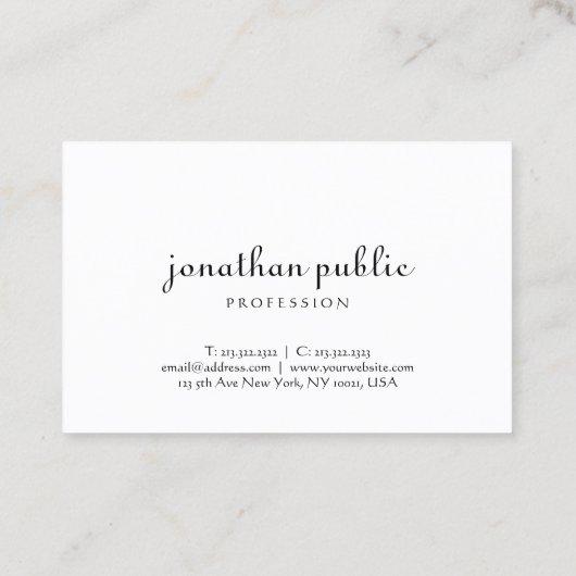 Moderne minimalistische handschriftenpagina legant visitekaartje (Achterkant)
