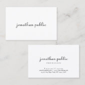 Moderne minimalistische handschriftenpagina legant visitekaartje (Voorkant / Achterkant)