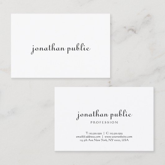 Moderne minimalistische handschriftenpagina legant visitekaartje (Voorkant / Achterkant)
