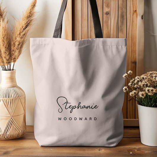 Moderne minimalistische handtekening Blush Pink Tote Bag