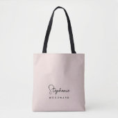 Moderne minimalistische handtekening Blush Pink Tote Bag (Voorkant)
