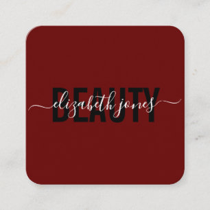 Moderne minimalistische handtekening Burgundy en W Vierkante Visitekaartje