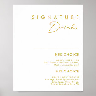 Moderne minimalistische handtekening Drink gouden  Poster