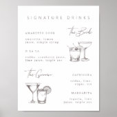 Moderne Minimalistische Handtekening Drink Trouwme Poster (Voorkant)