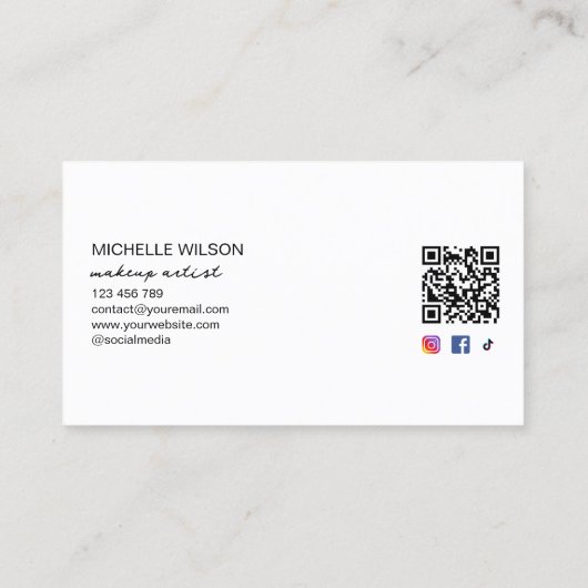 Moderne minimalistische handtekening make-up artis visitekaartje (Achterkant)