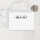 Moderne minimalistische handtekening zwart-wit notitiekaartje (Voorkant / Achterkant in situ)