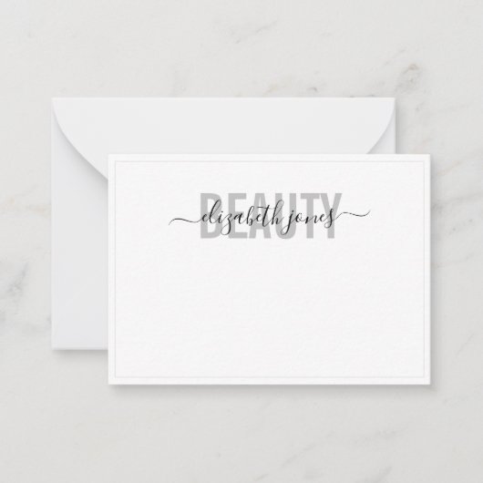 Moderne minimalistische handtekening zwart-wit notitiekaartje (Voorkant)