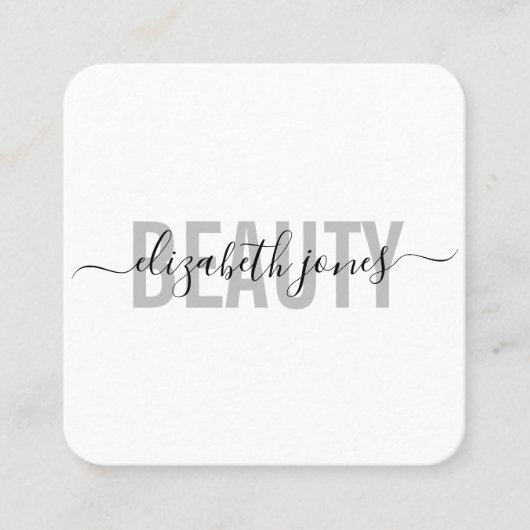 Moderne minimalistische handtekening zwart-wit vierkante visitekaartje (Voorkant)