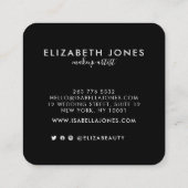 Moderne minimalistische handtekening zwart-wit vierkante visitekaartje (Achterkant)