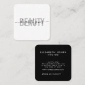 Moderne minimalistische handtekening zwart-wit vierkante visitekaartje (Voorkant / Achterkant)