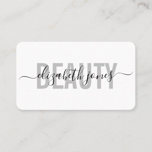 Moderne minimalistische handtekening zwart-wit visitekaartje (Voorkant)