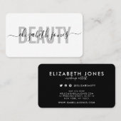 Moderne minimalistische handtekening zwart-wit visitekaartje (Voorkant / Achterkant)