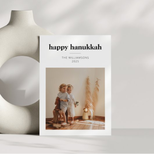 Moderne Minimalistische Hanukkah Foto Scandinavisc Feestdagenkaart