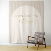 Moderne minimalistische Happy Birthday foto achter Wandkleed (In situ)