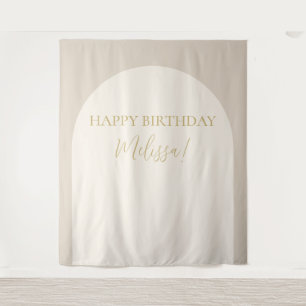 Moderne minimalistische Happy Birthday foto achter Wandkleed