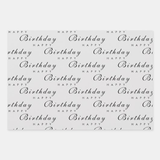 Moderne minimalistische Happy Birthday Script Inpakpapier Vel (Voorkant 2)