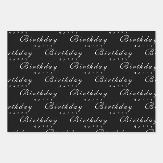 Moderne minimalistische Happy Birthday Script Inpakpapier Vel (Voorkant)