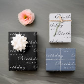 Moderne minimalistische Happy Birthday Script Inpakpapier Vel