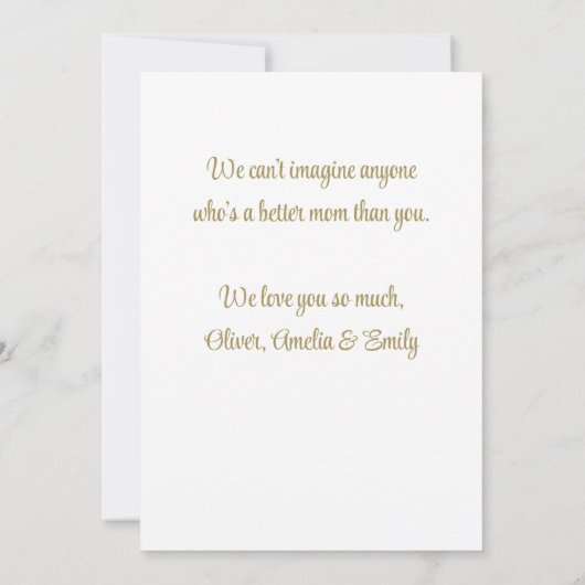 Moderne minimalistische Happy Moederdag-fotokaart (Achterkant)