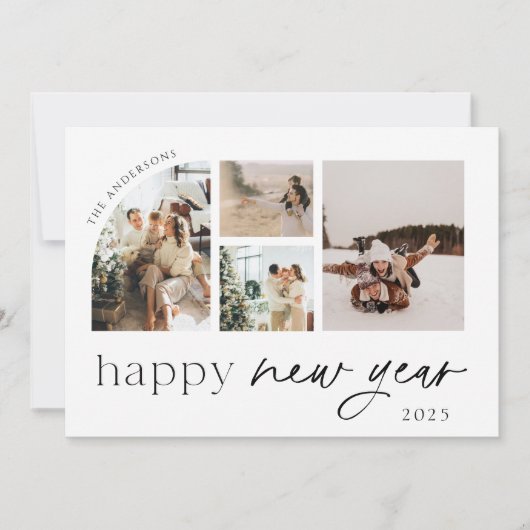 Moderne minimalistische Happy New Year Photo Holid Feestdagenkaart (Voorkant)