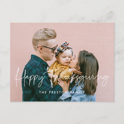 Moderne, minimalistische Happy Thanksgiving famili Briefkaart (Voorkant)