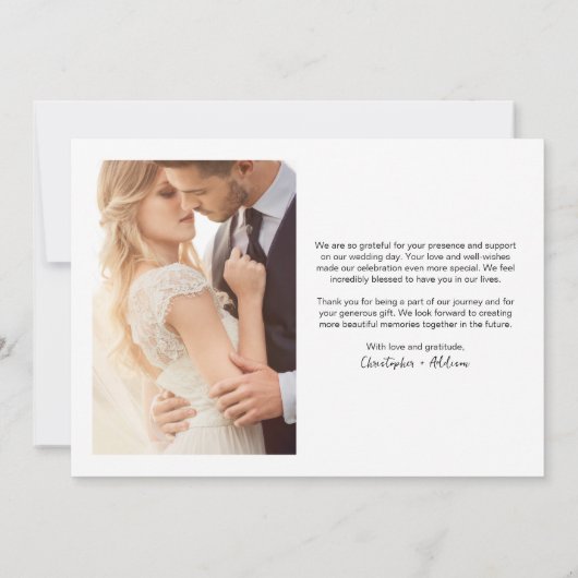 Moderne minimalistische hart bruiloft dank u kaart (Achterkant)