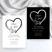 Moderne minimalistische hart bruiloft paar ring kaart